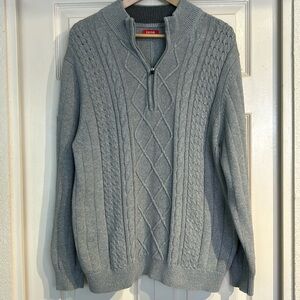 Izod Cable Knit Mock Half Zip Sweater